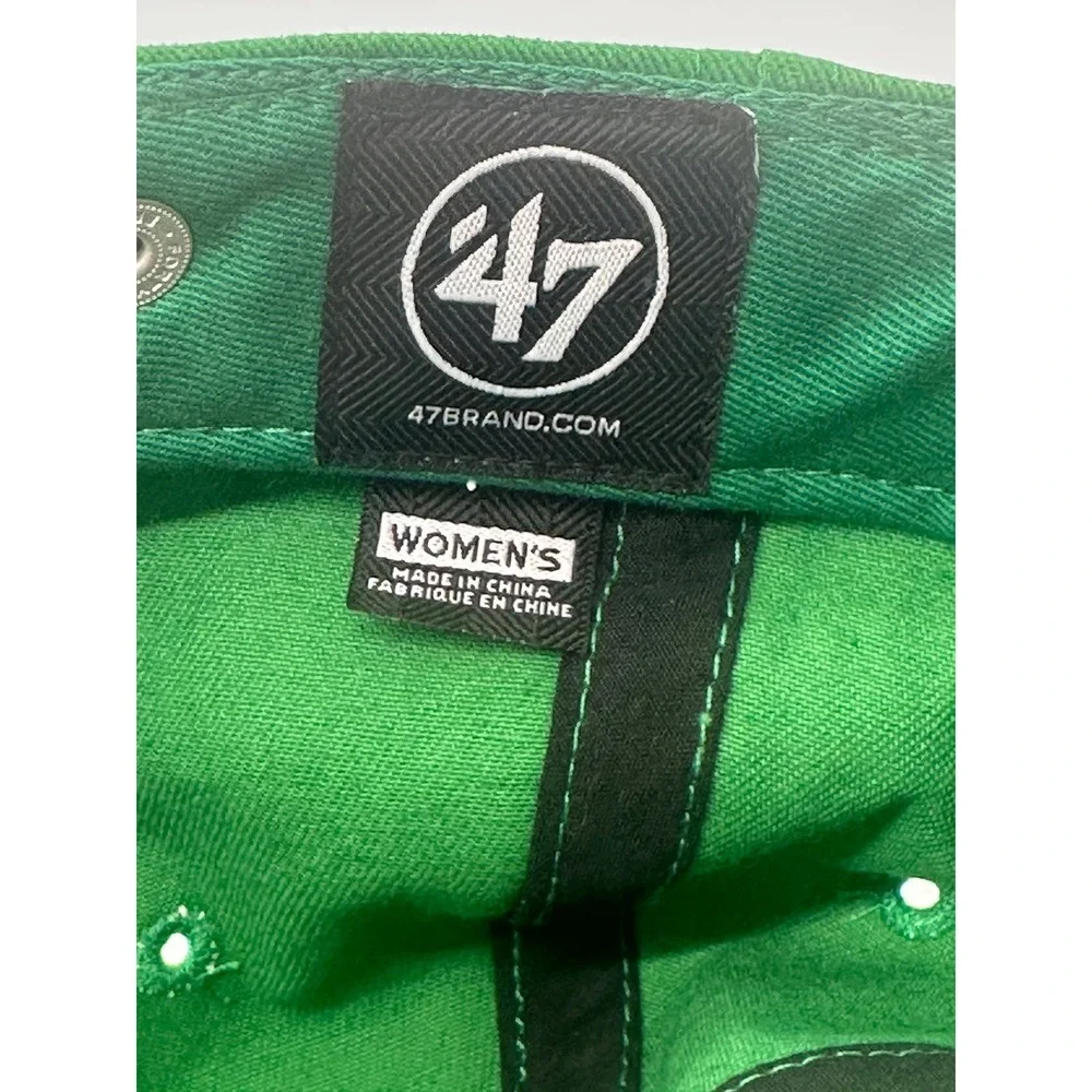 47 Brand Silver Sequin Patch Green Fighting Hawks Adjustable Womens Baseball Cap